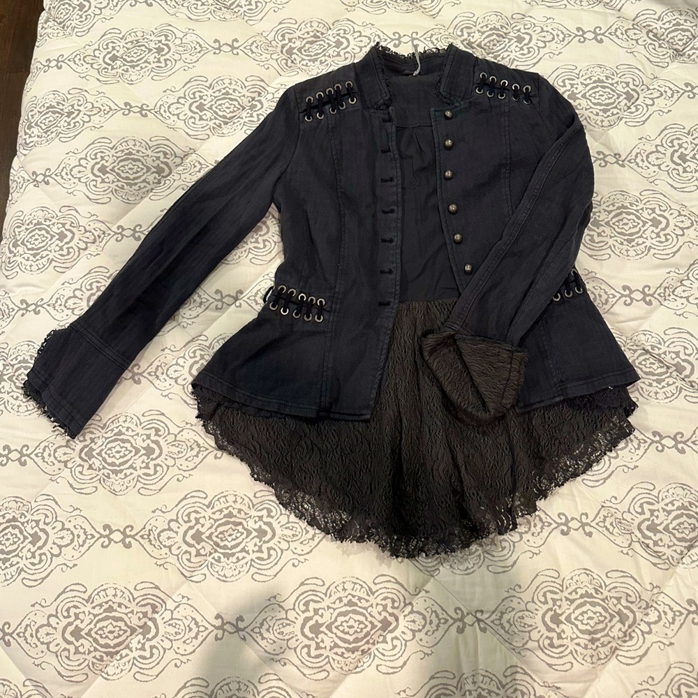 Navy Free People Peplum Jacket